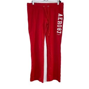 Aeropostale Sweatpants sz M Fit And Flare Low Rise Elastic Waistband Red Fleece